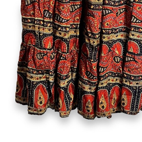 Indian Boho Tiered Skirt Size Medium Ruffle Artsy Flowy Festival‎ Peasant Indie - Picture 3 of 9